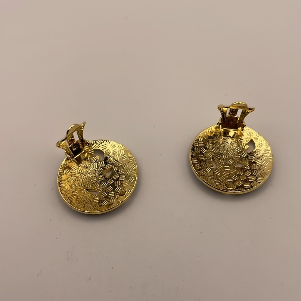 Vintage 1980’s New Old Stock Cloisonné Swirl Floral Clip-On Earrings (CN11) - Picture 5 of 5